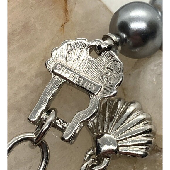 Vintage Richelieu Signed 14mm Blue Faux Pearl Single Strand 16'' - 18'' Necklace - Picture 6 of 8